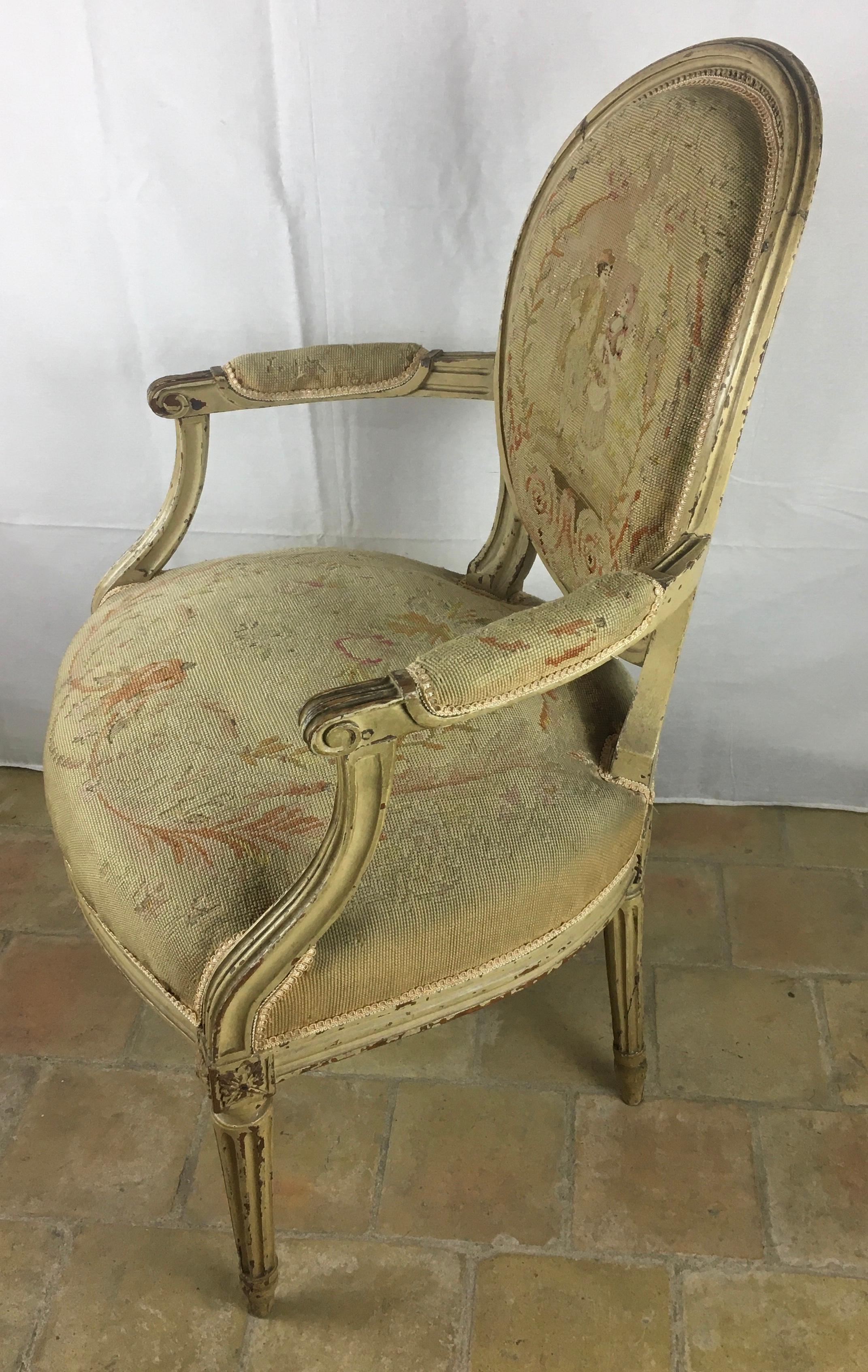 Paar Sessel oder Fauteuils im Louis-XVI.-Stil des 18. Jahrhunderts, A La Reine im Angebot 3