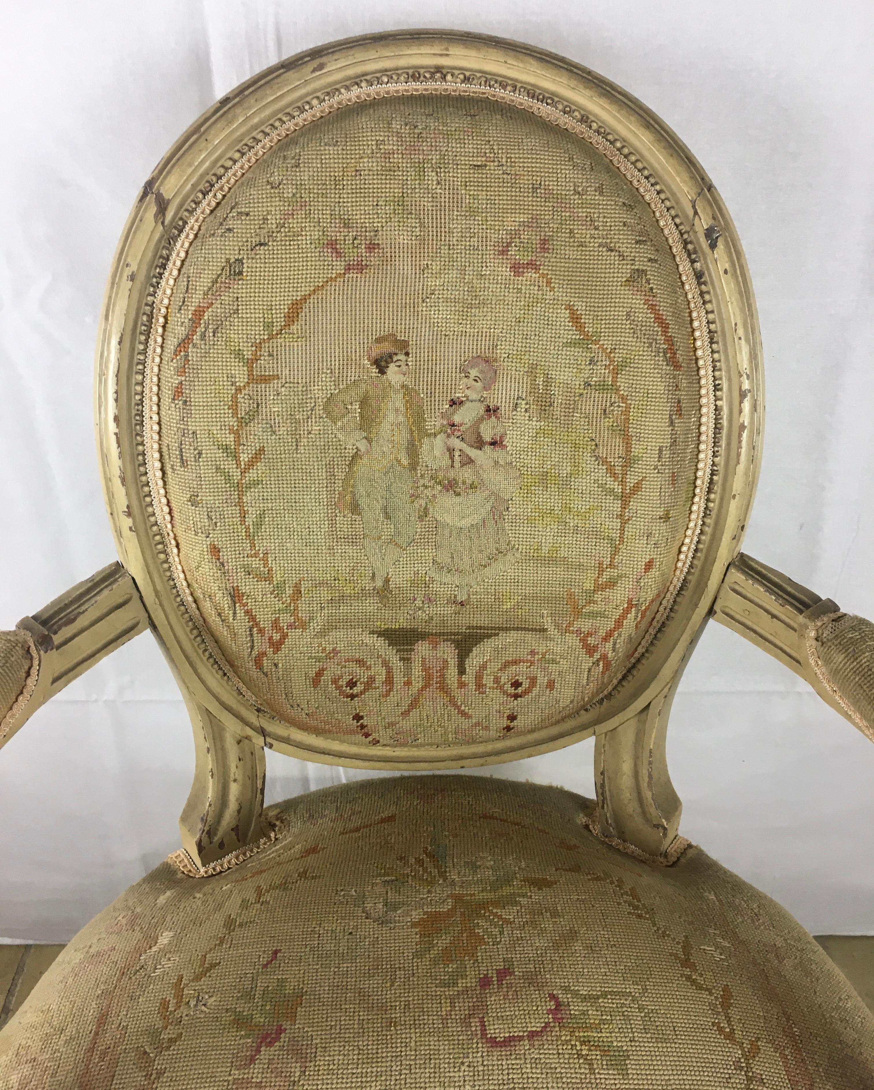 Paar Sessel oder Fauteuils im Louis-XVI.-Stil des 18. Jahrhunderts, A La Reine im Angebot 4