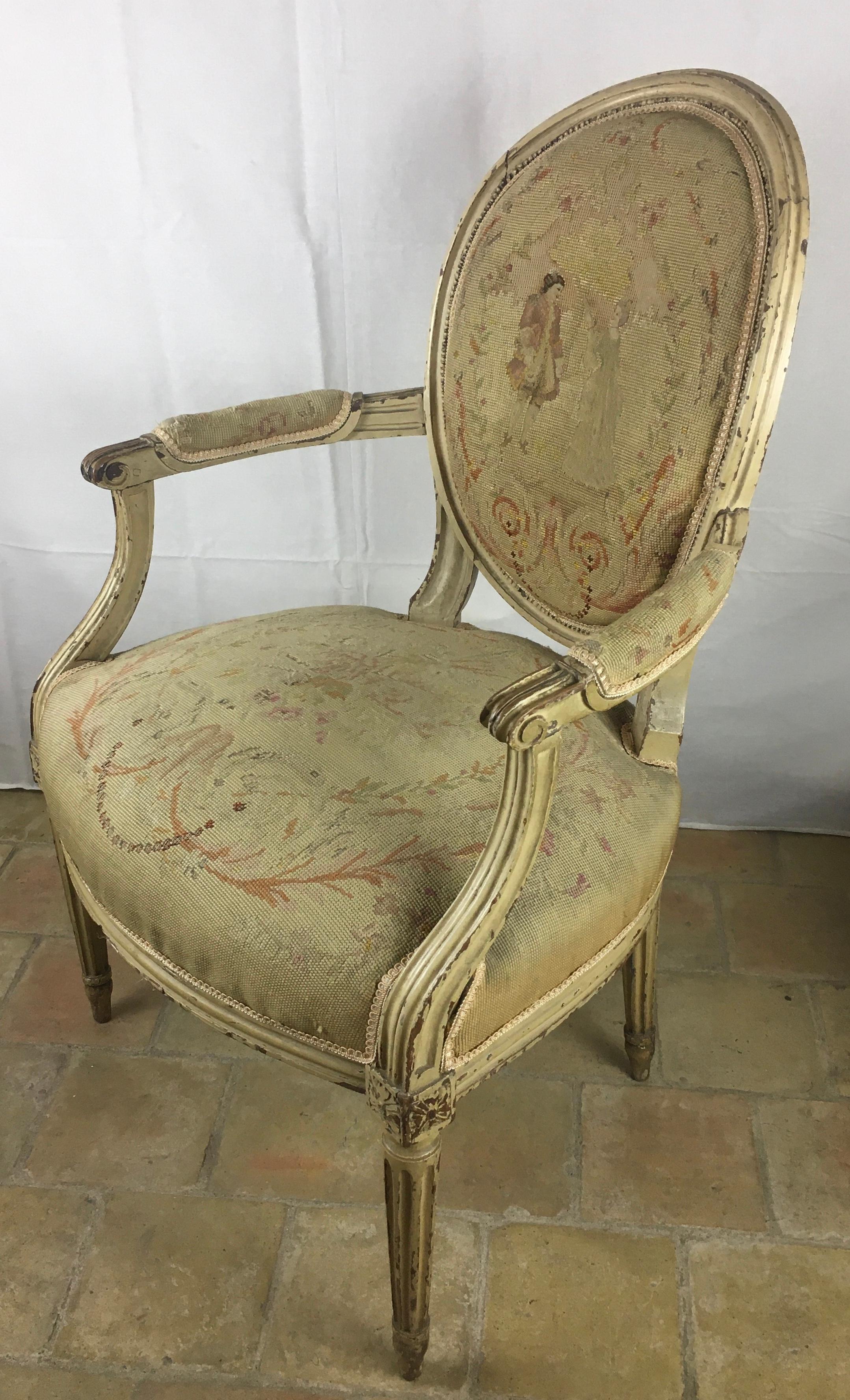 Hand-Crafted Pair of 18th Century Louis XVI Style Armchairs or Fauteuils A La Reine For Sale
