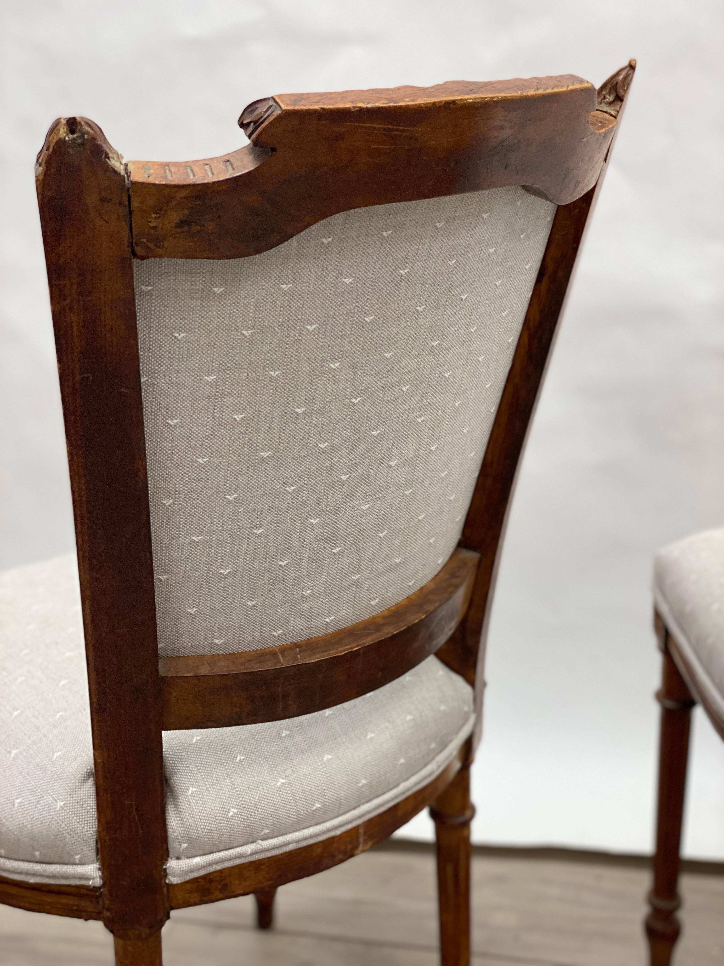 Pair of 18th Century Louis XVI Walnut Side Chairs For Sale 10