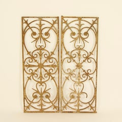 Pair of 18th Century Louis XVI Wrought Iron Fence Elements or Window Grills