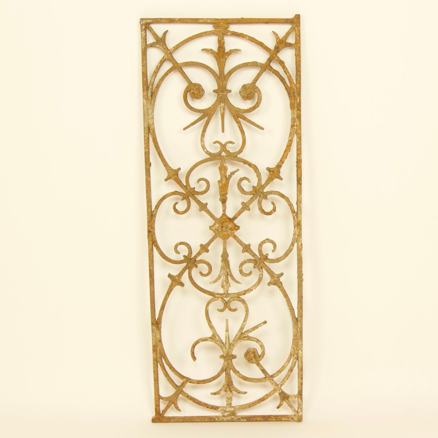 French Pair of 18th Century Louis XVI Wrought Iron Fence Elements or Window Grills