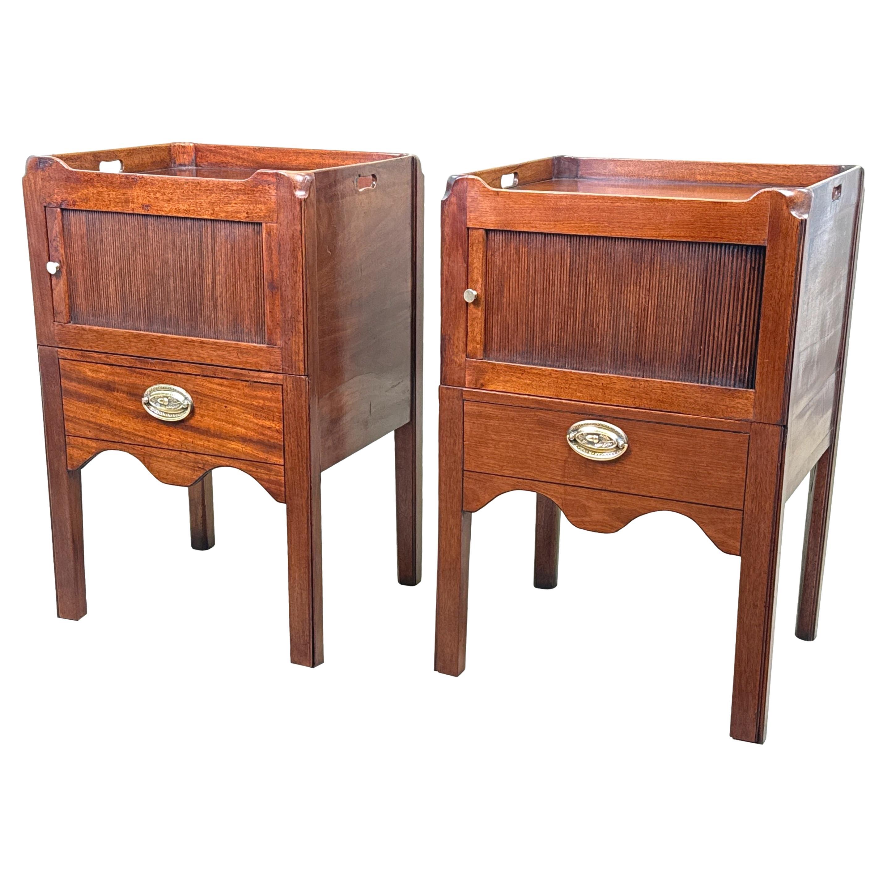 Pair Of 18th Century Mahogany Bedside Night Tables