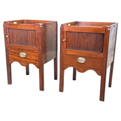 Antique Pair Of 18th Century Mahogany Bedside Night Tables