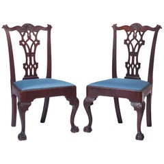 Antique Pair of 18th Century Mahogany Chippendale Side Chairs