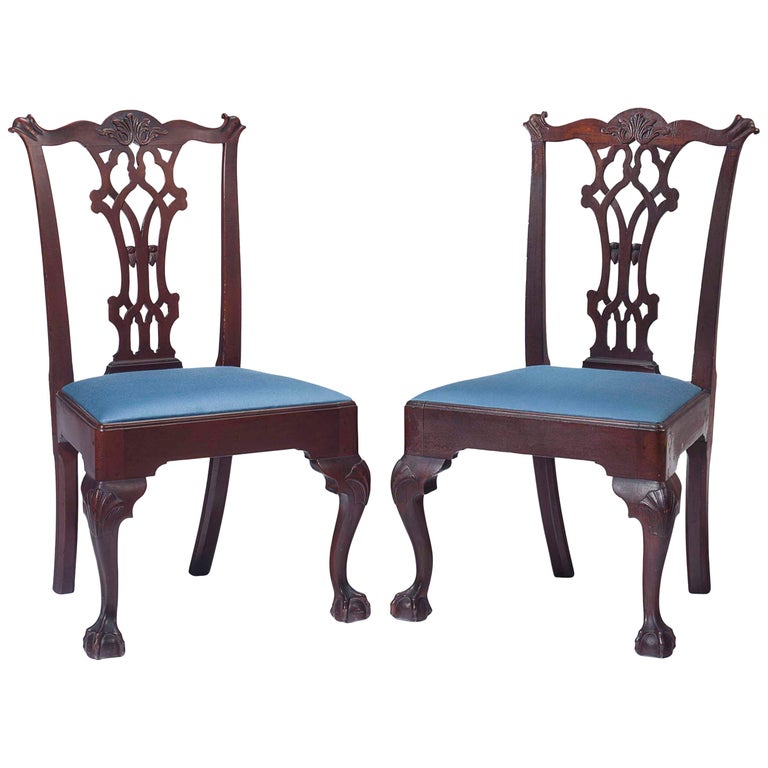 Chippendale side chairs, 1760–70, offered by HL Chalfant