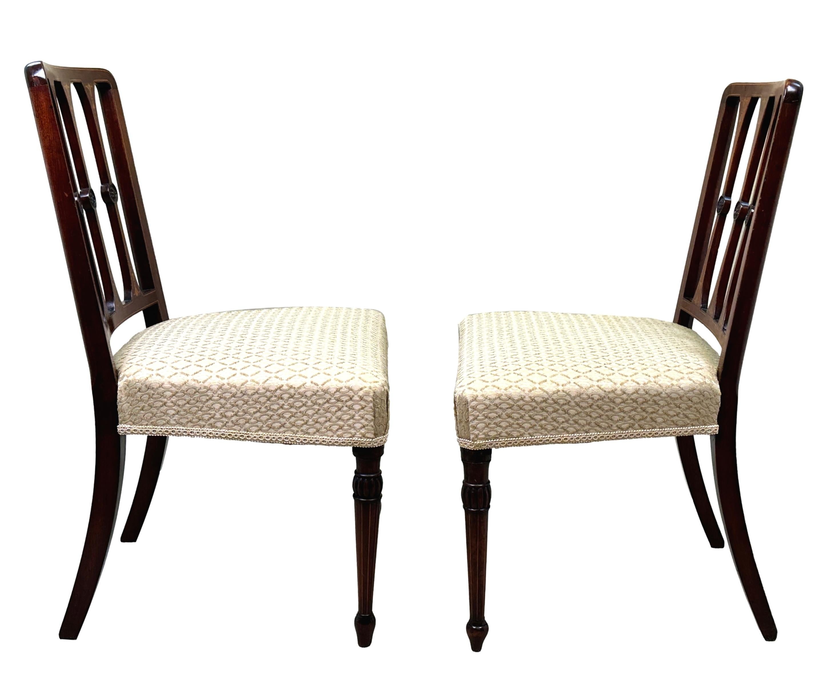 Abalone Pair Of 18th Century Mahogany Sheraton Side Chairs