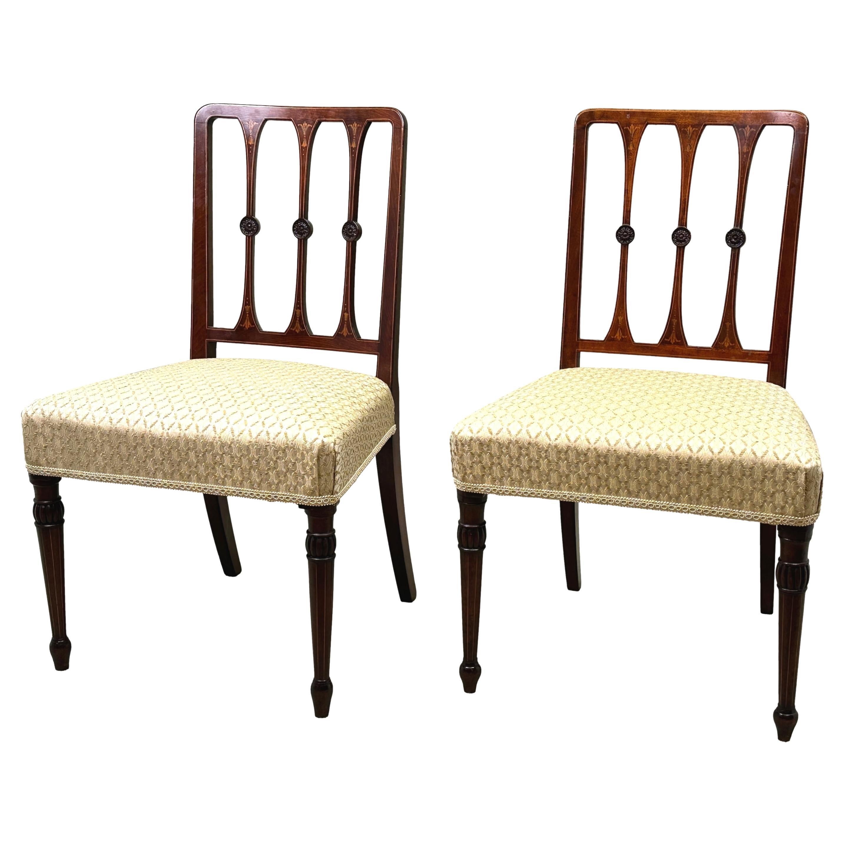 Pair Of 18th Century Mahogany Sheraton Side Chairs