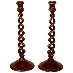 Pair of 18th Century Mahogany Tall Candlesticks