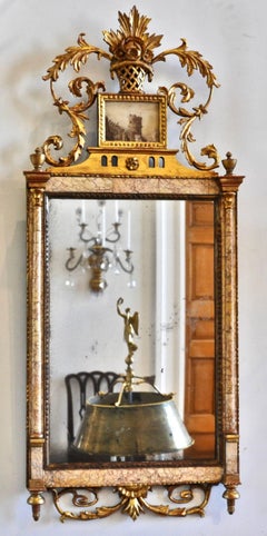 Pair of 18th Century Marble and Églomisé Bilbao Mirrors