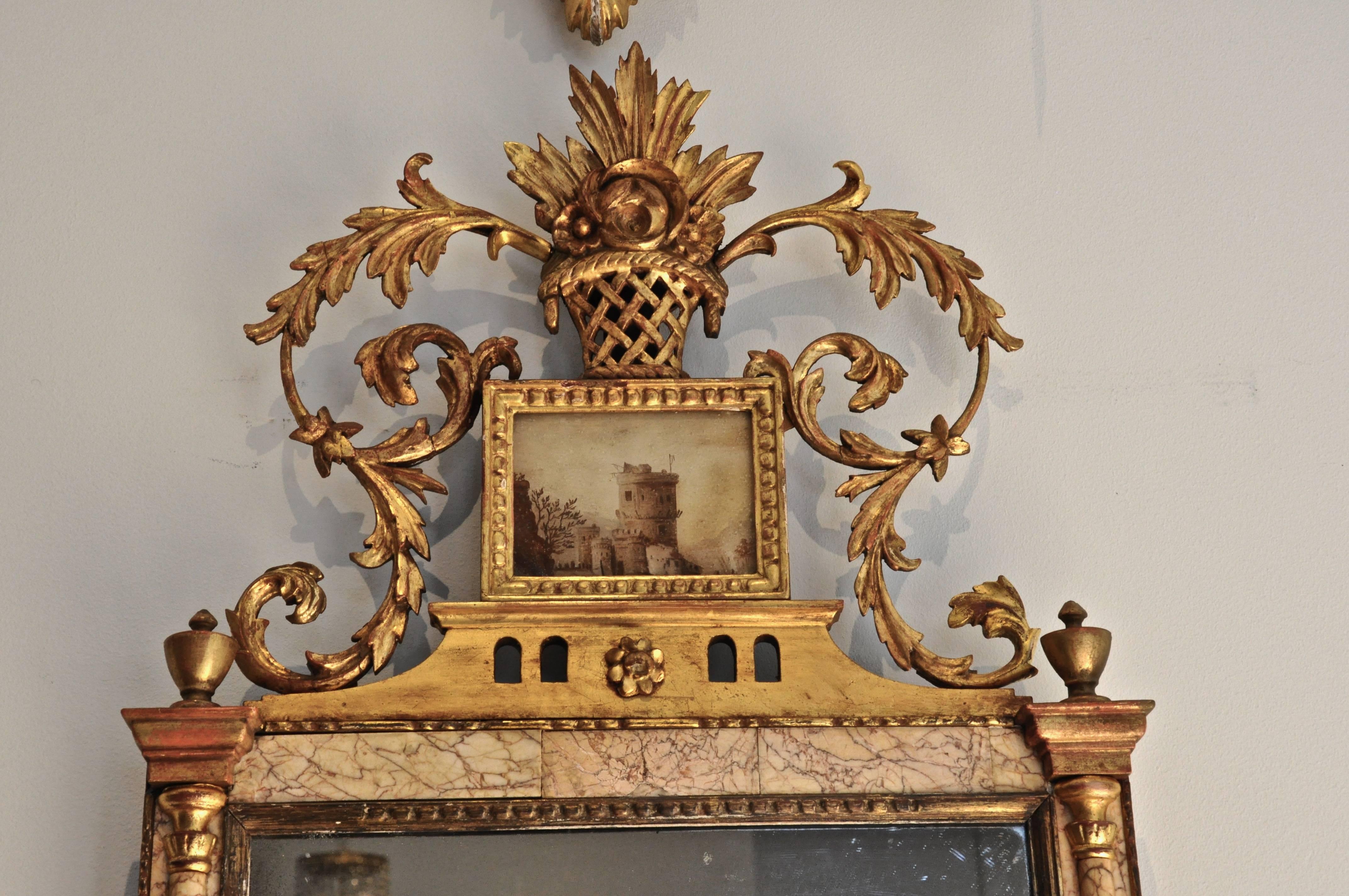 Ein Paar Bilbao-Spiegel aus Marmor und Glomis aus dem 18. Jahrhundert (Neoklassisch) im Angebot