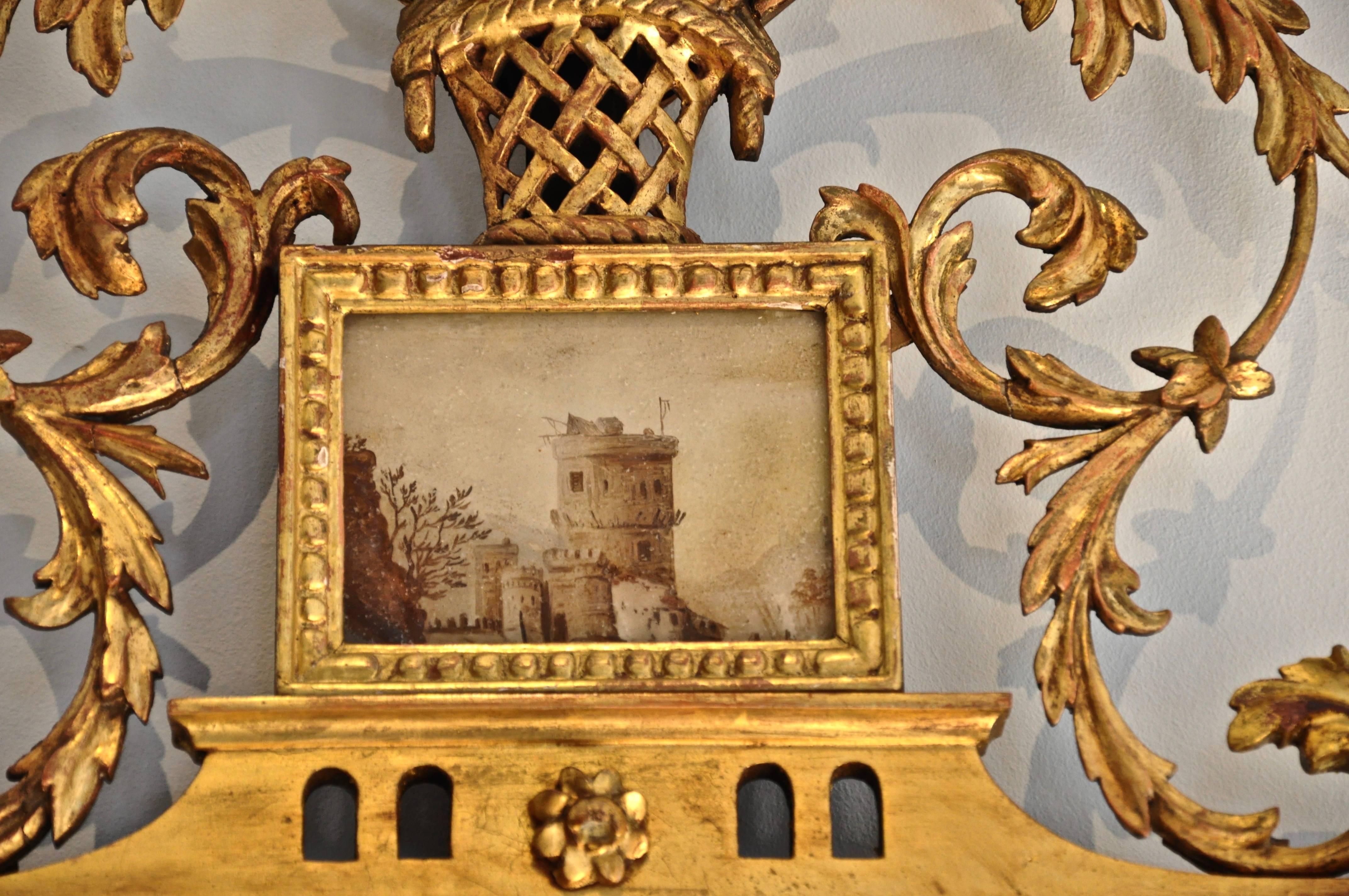 Ein Paar Bilbao-Spiegel aus Marmor und Glomis aus dem 18. Jahrhundert (Vergoldet) im Angebot