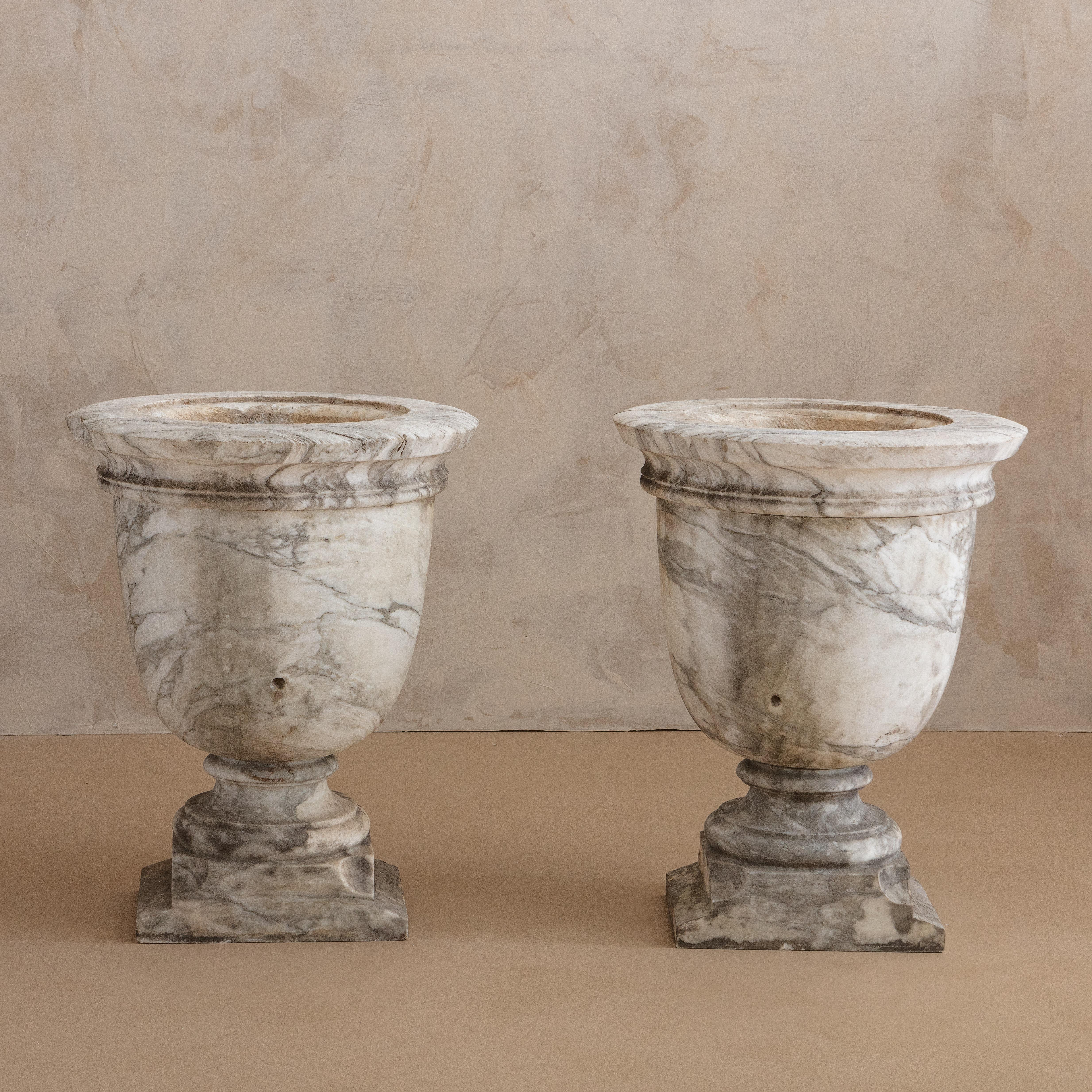 Pair of 18th Century Marble Planter Urns 1