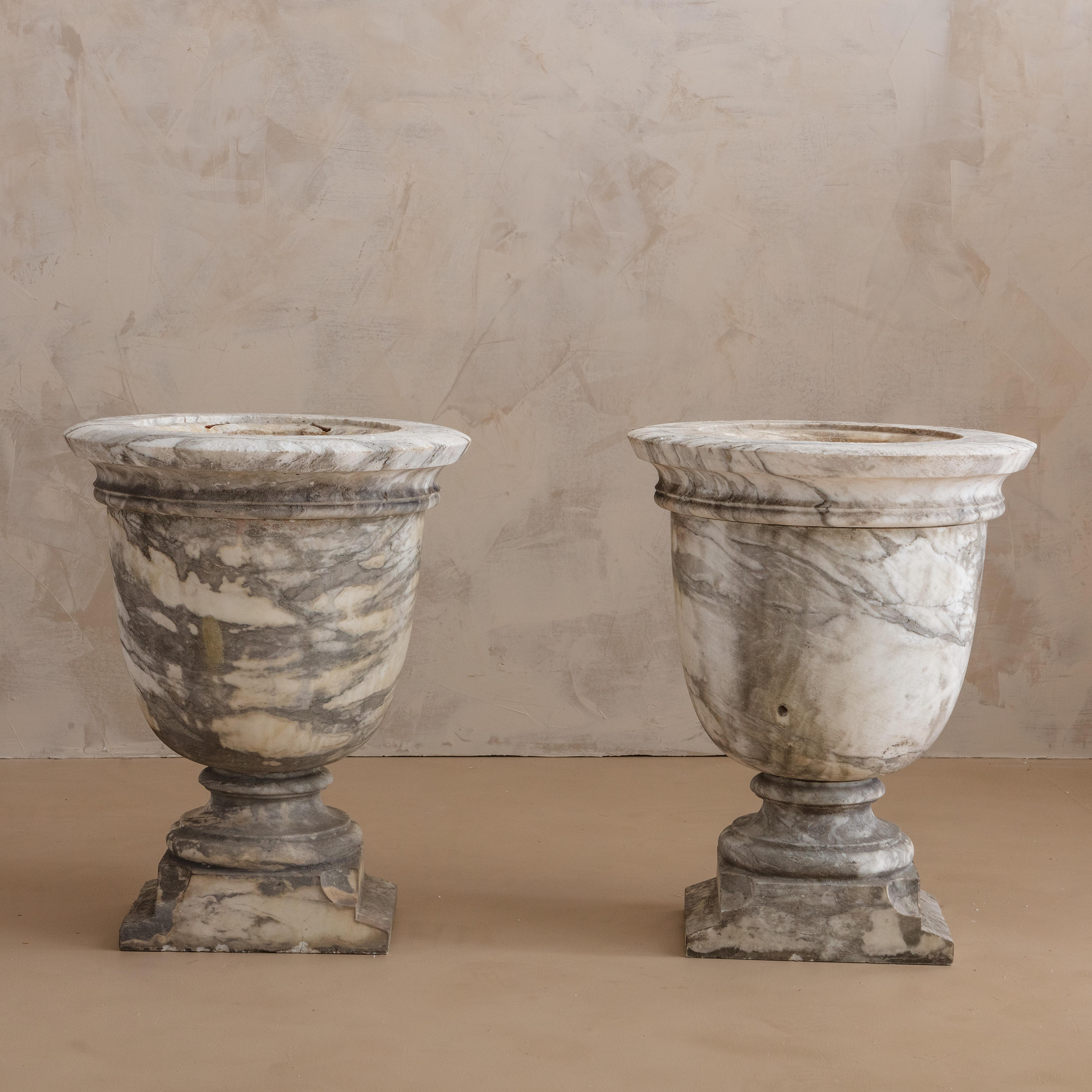 Pair of 18th Century Marble Planter Urns 2