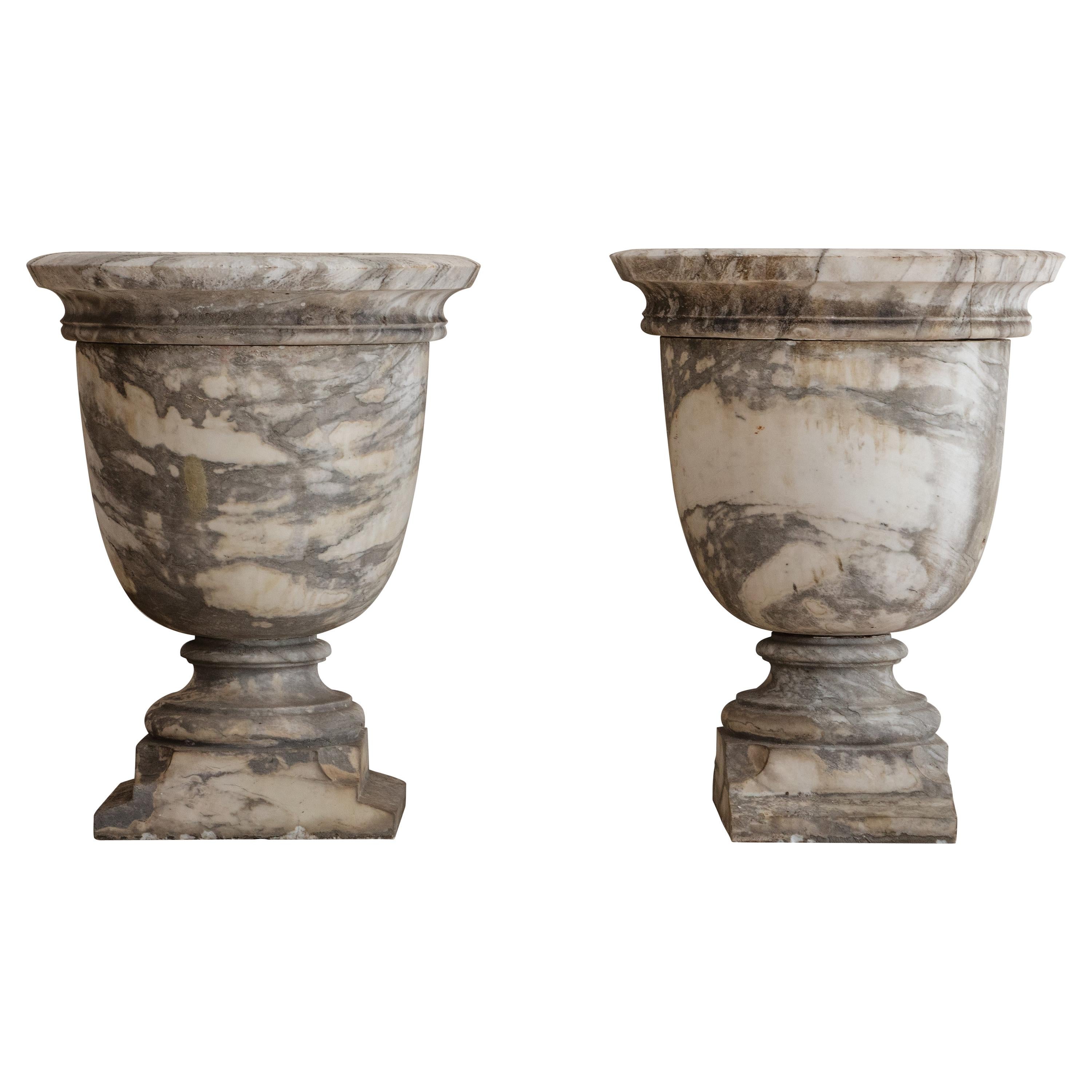 Pair of 18th Century Marble Planter Urns