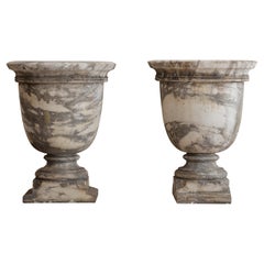 Antique Pair of 18th Century Marble Planter Urns