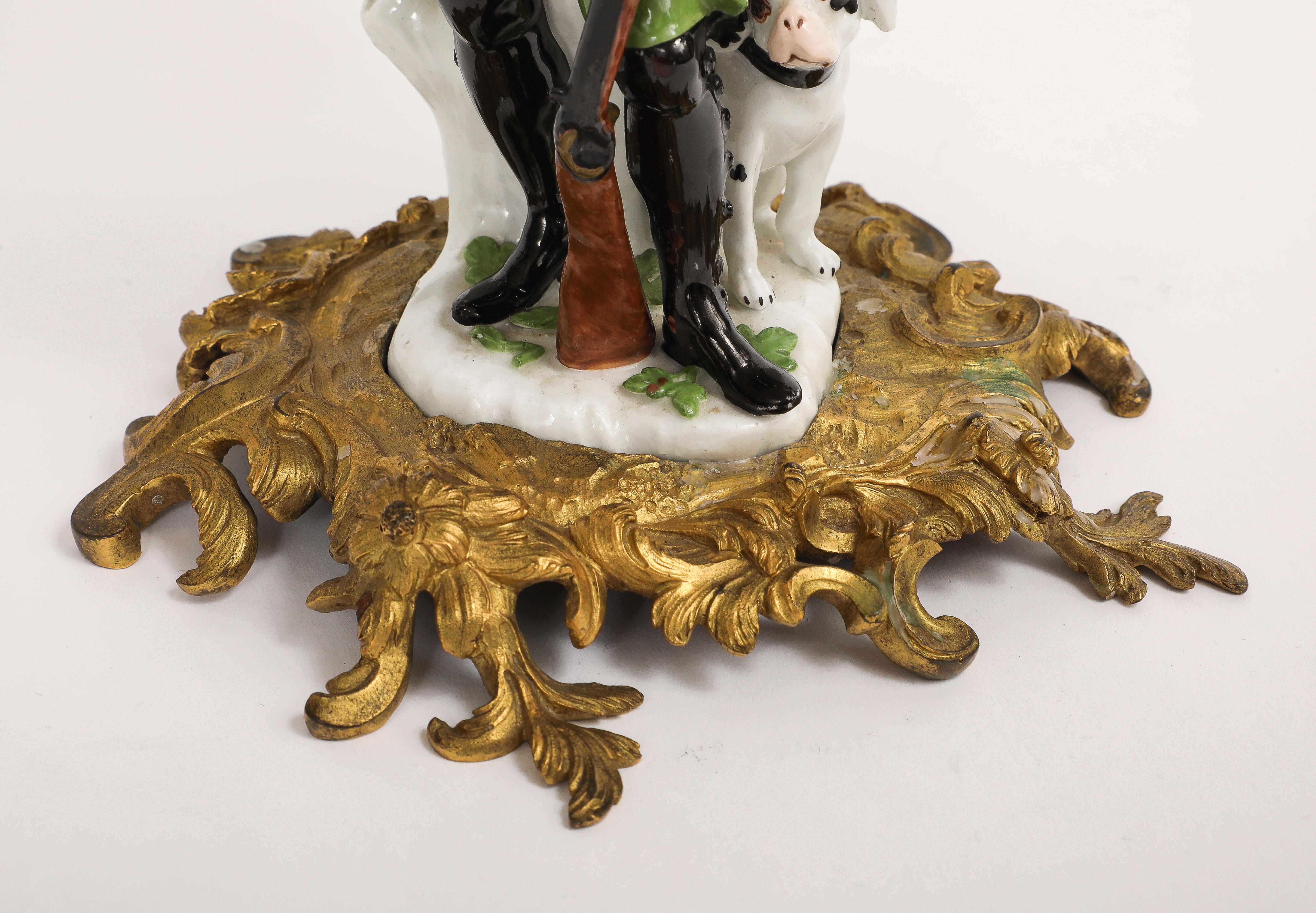 Paar Meissen Porcelain Figural & Ormolu Mounted Candelabras aus dem 18. im Angebot 11
