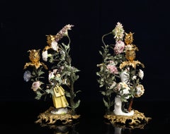 Pair of 18th Century Meissen Porcelain Figural & Ormolu Mounted Candelabras