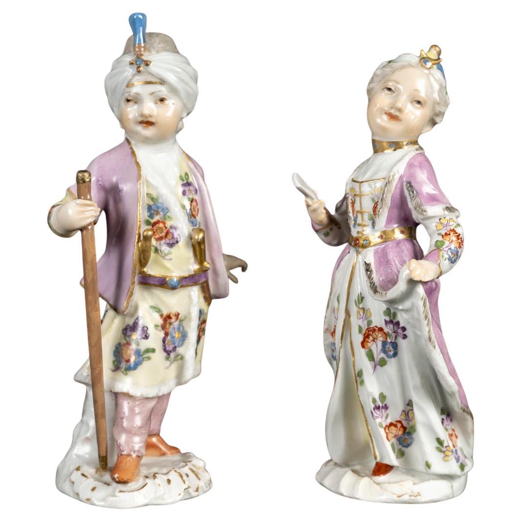 Pareja de objetos de porcelana de Meissen del siglo XVIII.