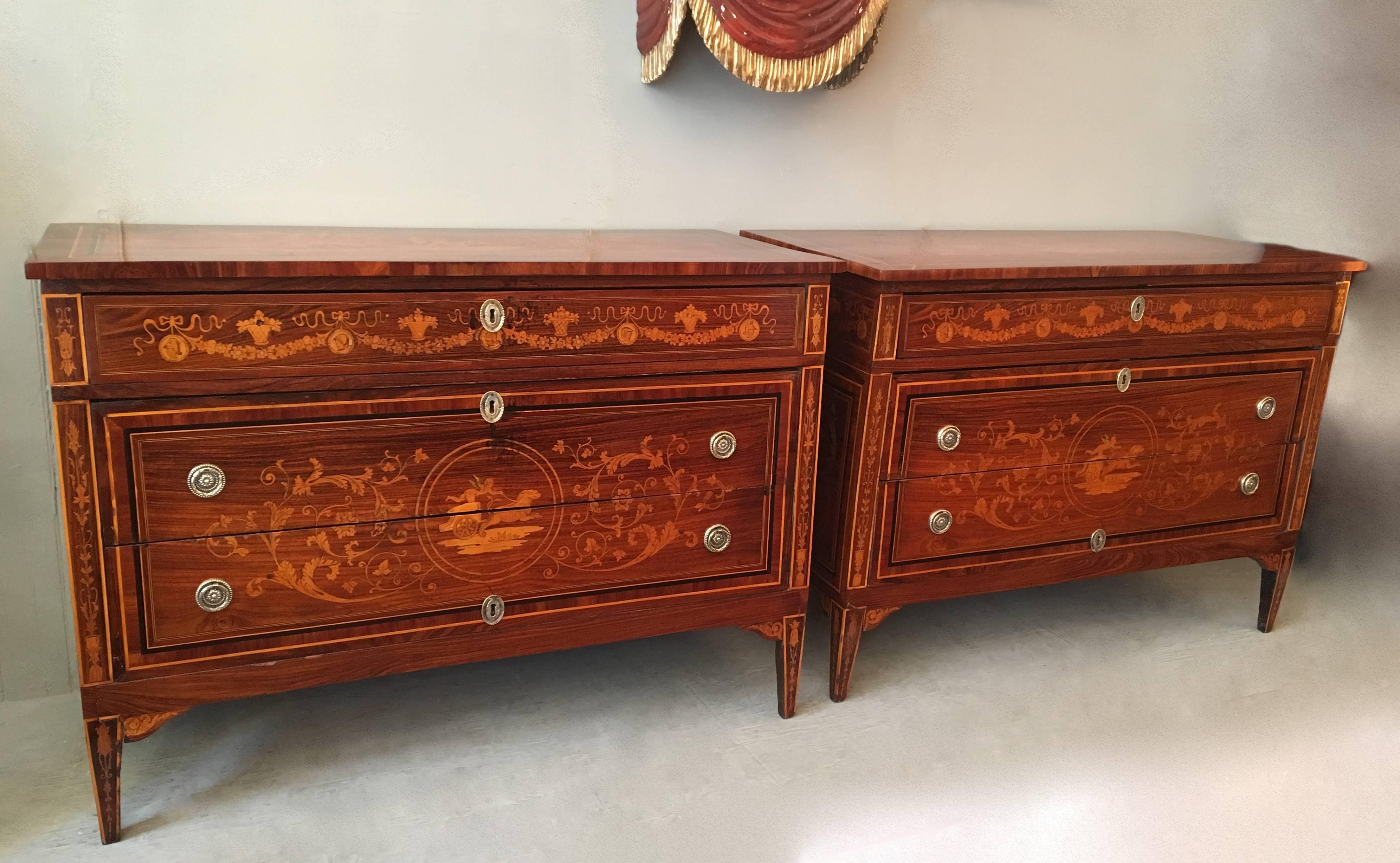 Neoclassical Pair of 18th Century Milanese Commodes Attributed to Giuseppe Maggiolini