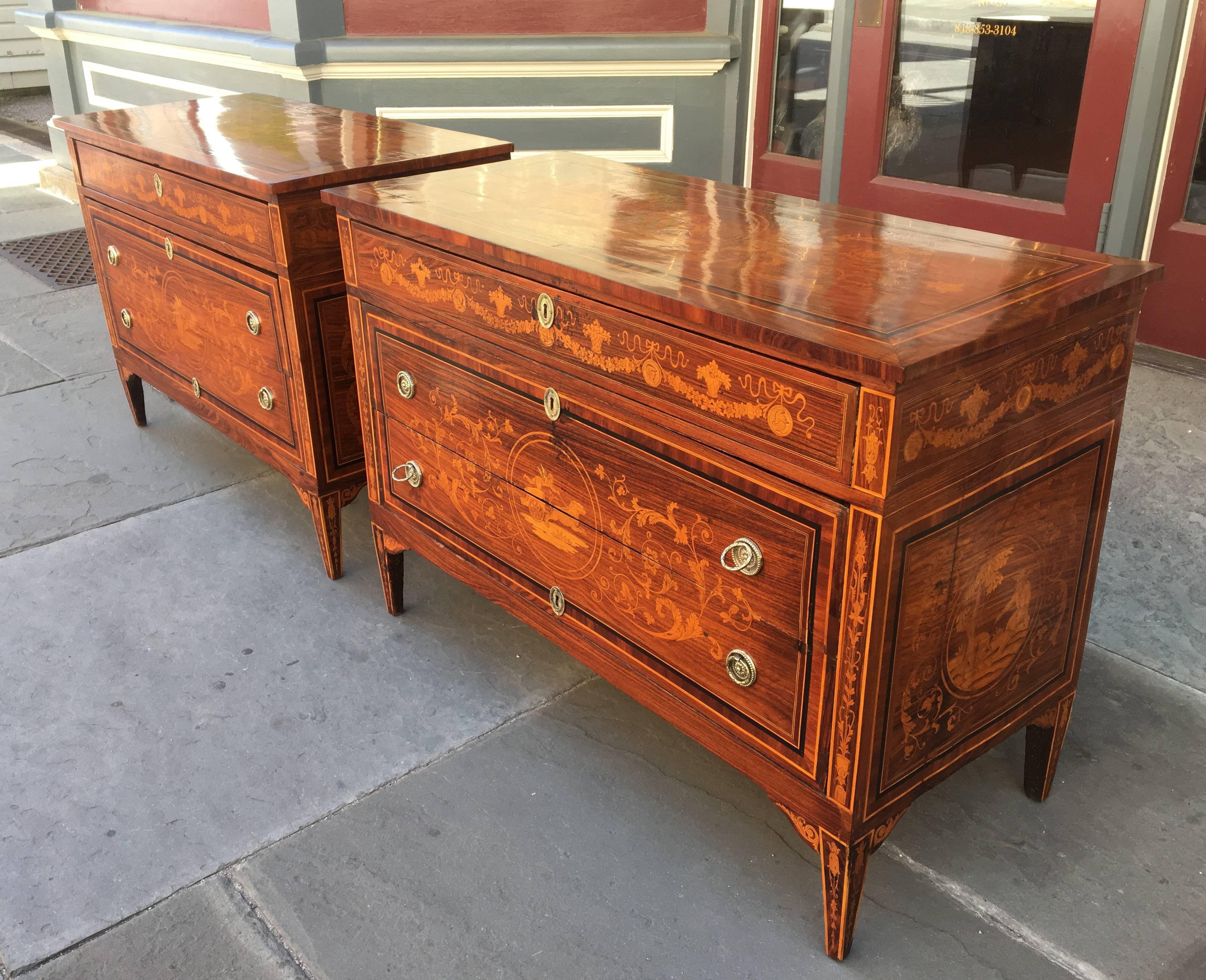 Italian Pair of 18th Century Milanese Commodes Attributed to Giuseppe Maggiolini