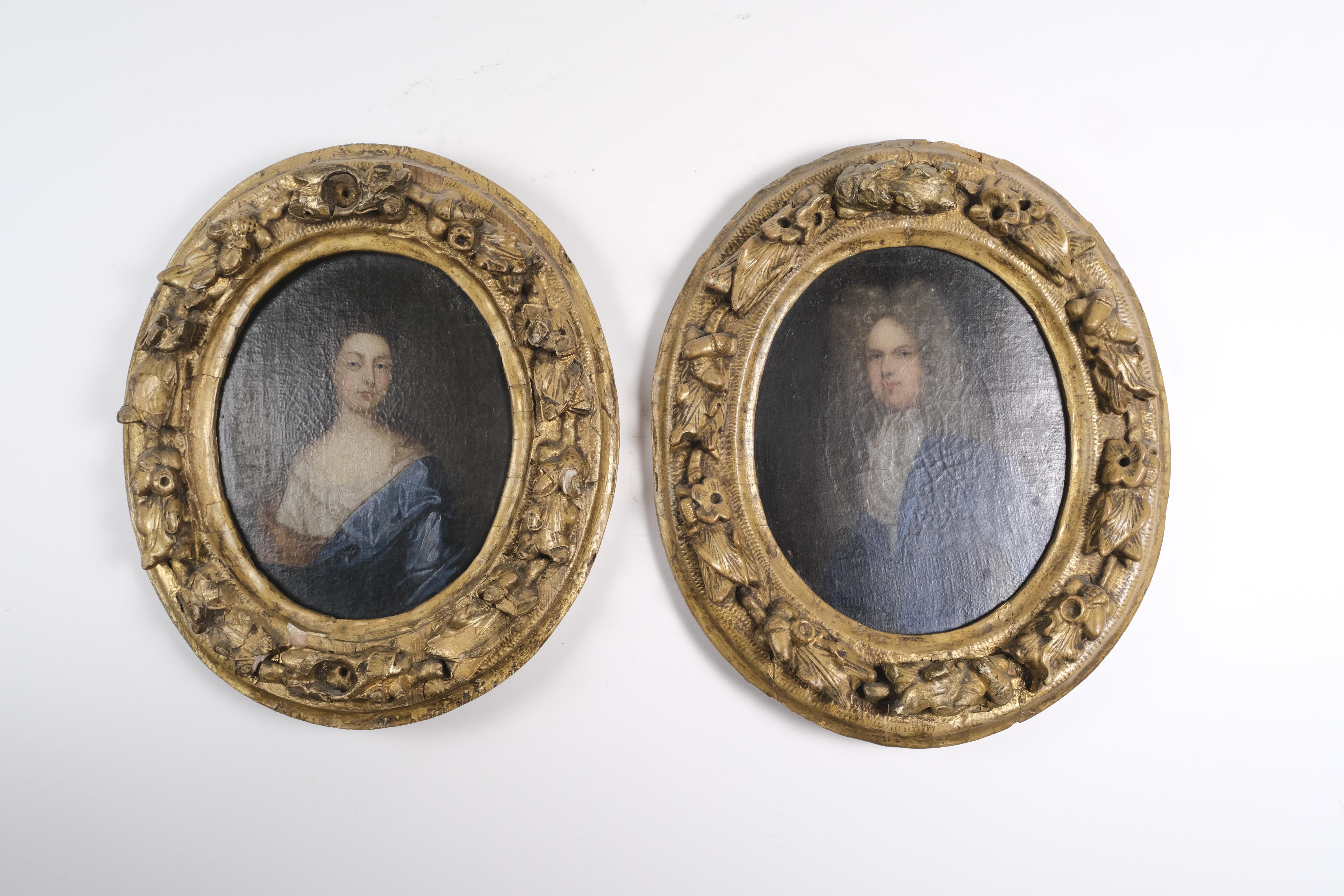 Miniature portraits of Ludwig I of Bavaria and his wife, Queen Theresa. Documented by Christies. Original giltwood oval frames.