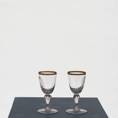 Pair of 18th Century Monogrammed Baroque Wine Glasses