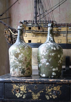 Pair of 18th Century Mouth Blown Ship Wreck Port Bottles Maritime Naval