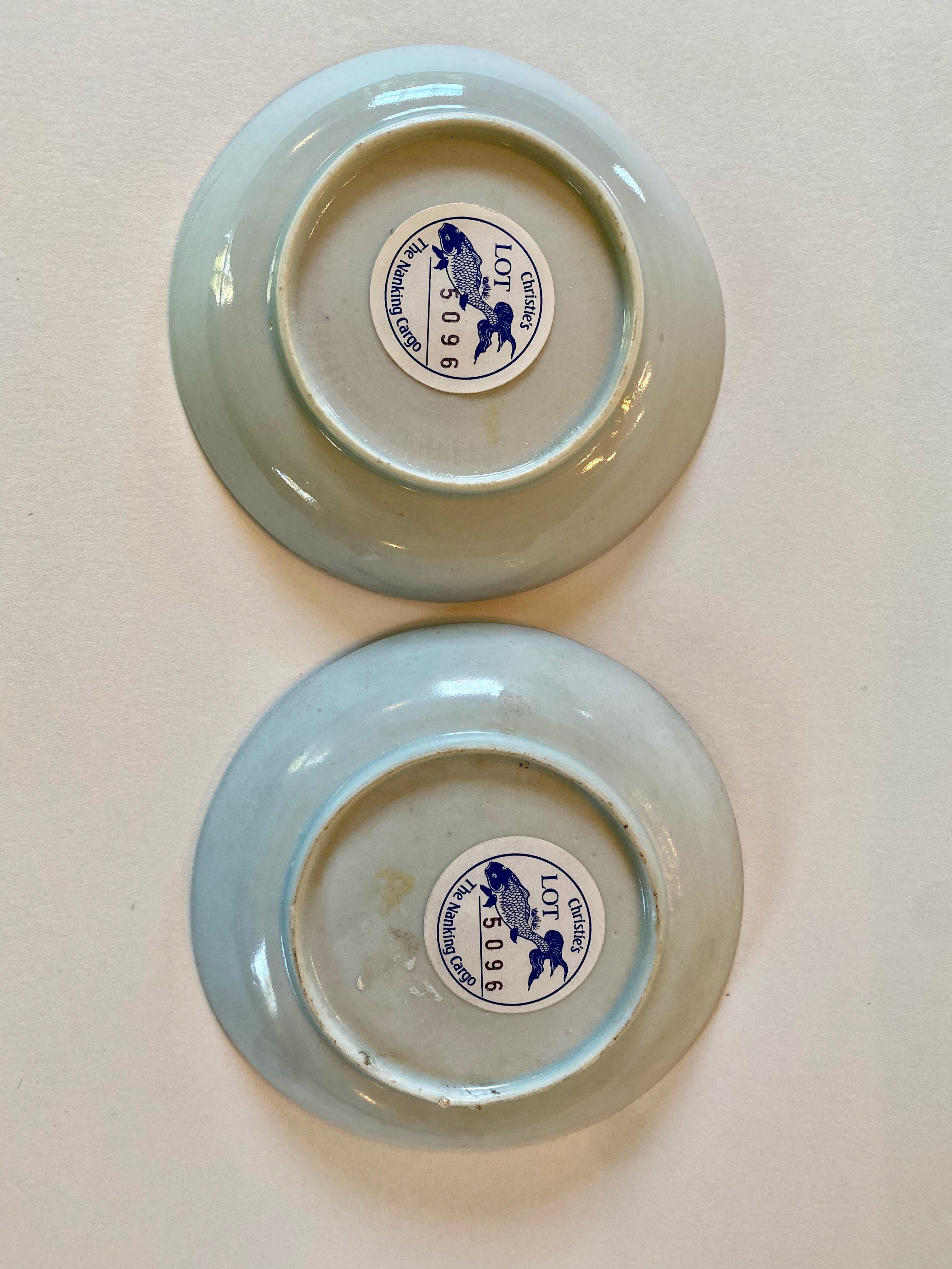 Porcelain Two Sets of 18th Century Nanking Cargo Cups and Saucers