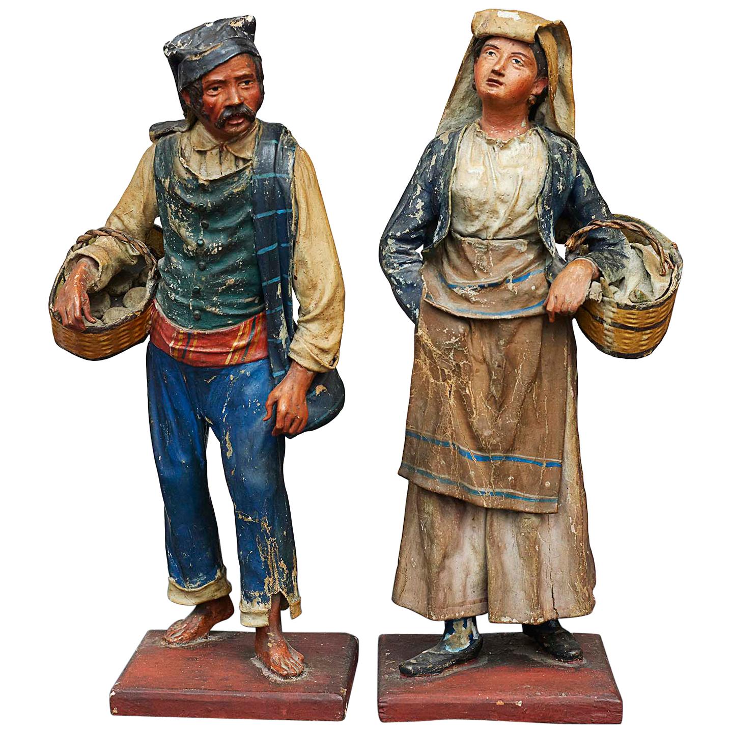 Pair of 18th Century Neapolitan Paper Mâché Figures