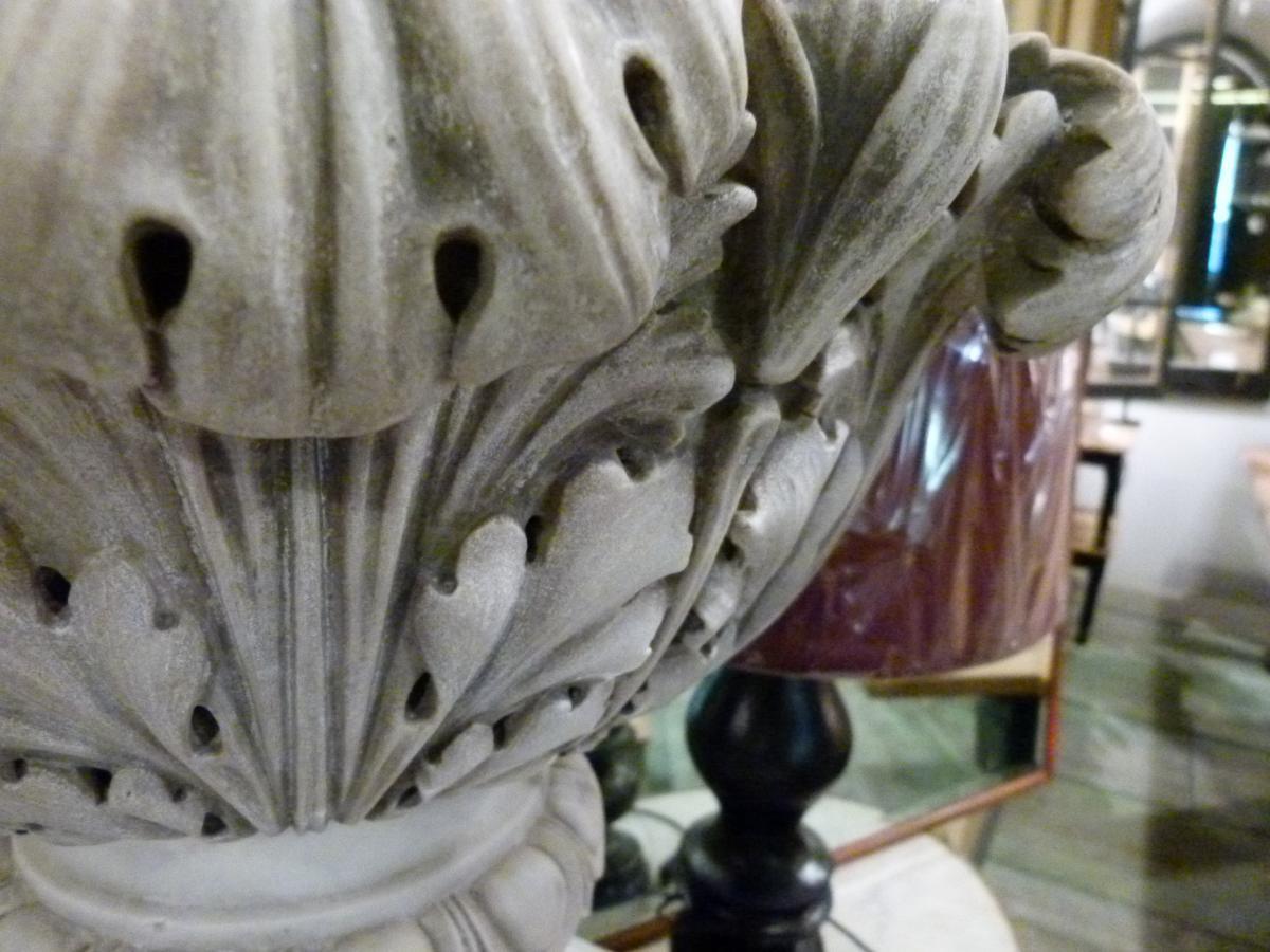 19th Century Neoclassical Spanish White Carrara Marble Vases 1