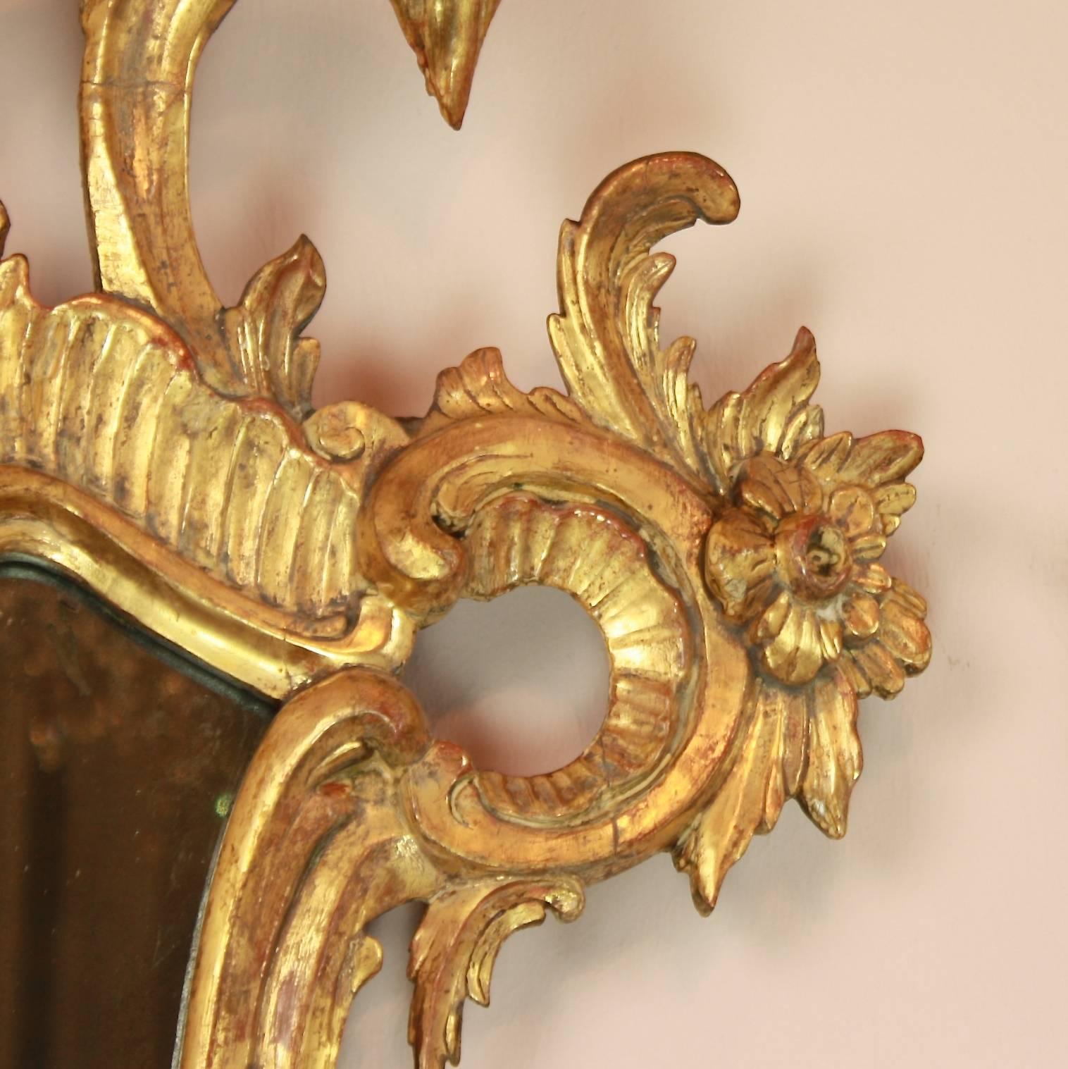 Paar norditalienische Rokoko-Spiegel aus vergoldetem Holz aus dem 18. Jahrhundert im Angebot 2