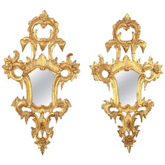 Pair of 18th Century North Italian Rococo Giltwood Mirrors