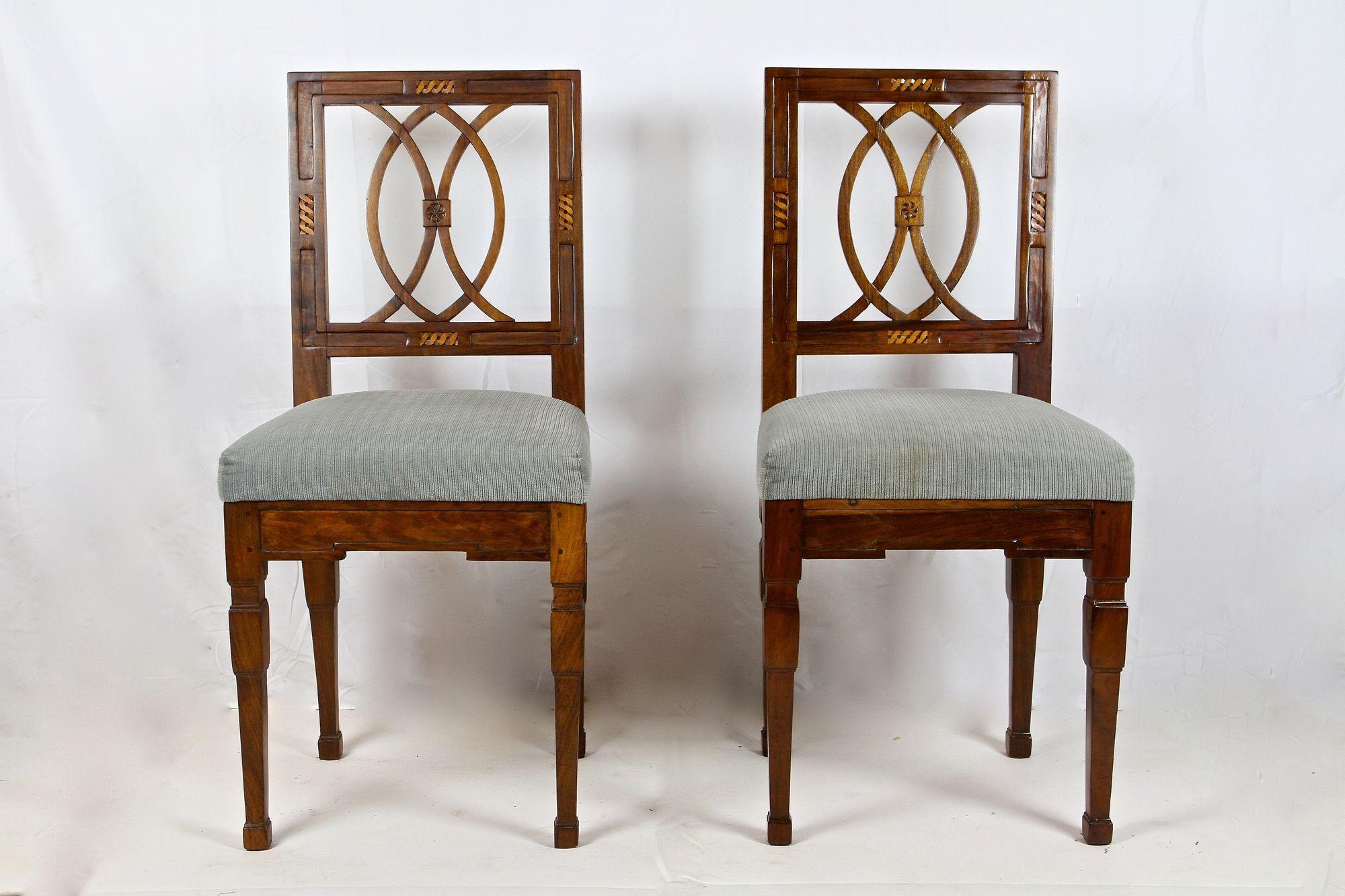 Austrian Pair of 18th Century Nutwood Chairs, Josephinism Period, Austria, Circa 1790