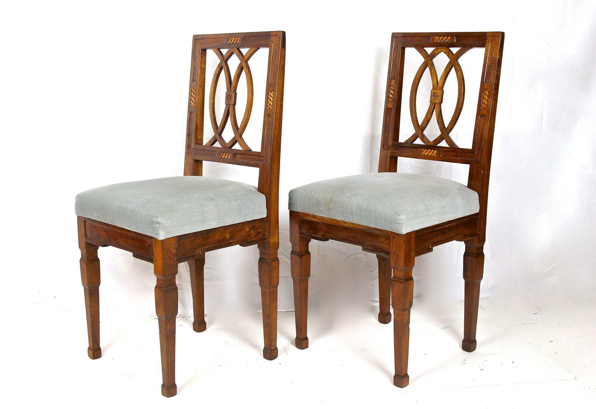 Pair of 18th Century Nutwood Chairs, Josephinism Period, Austria, Circa 1790 1