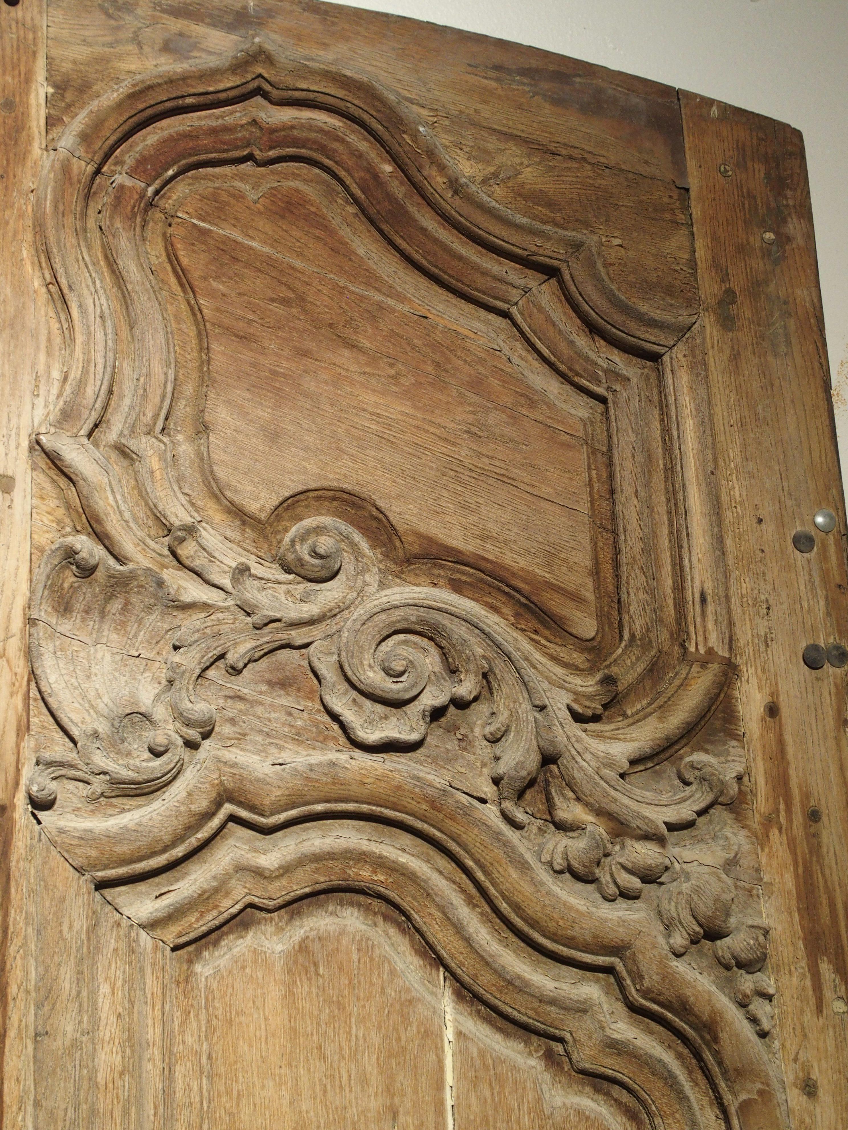 Pair of 18th Century Oak Entry Doors from Troyes, France 1
