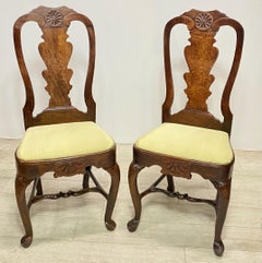 Pair of 18th Century Queen Anne Style Oak Side Chairs