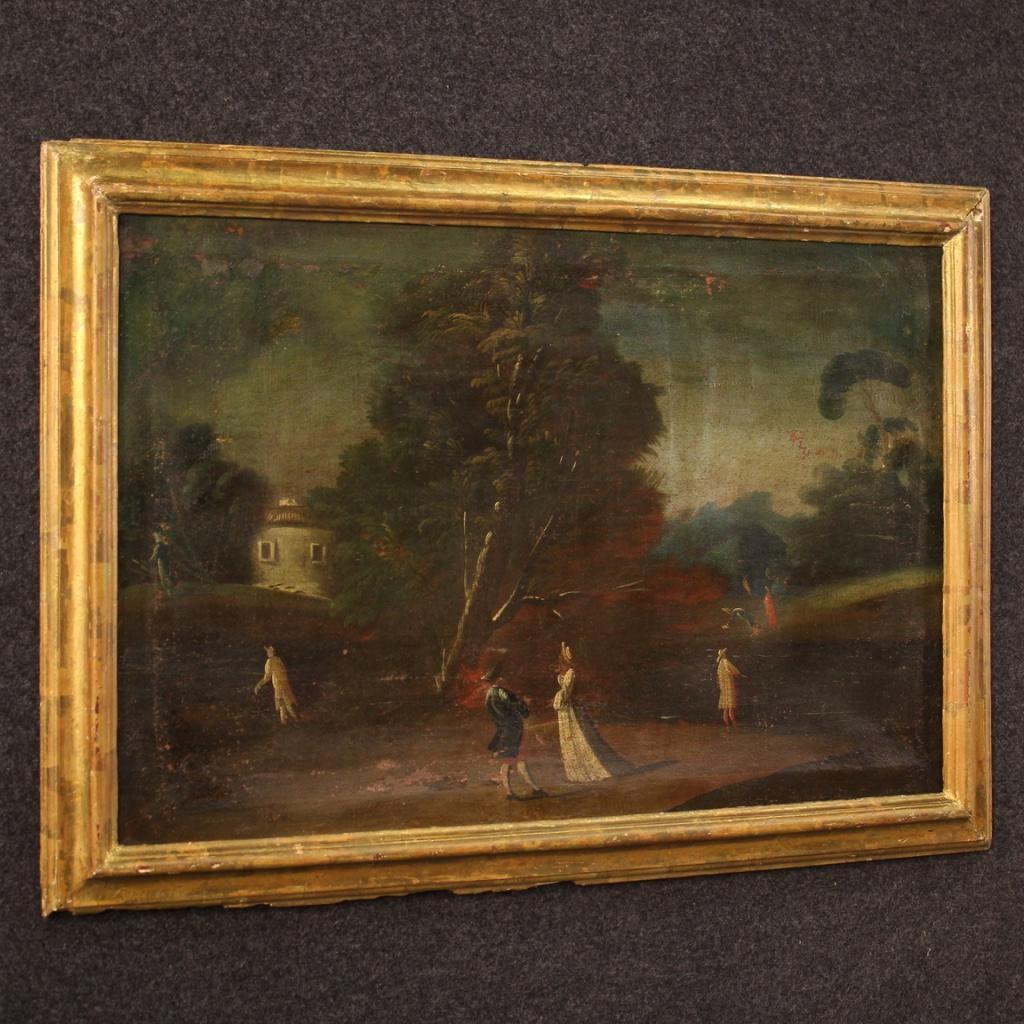 Pair of 18th Century Oil on Canvas Antique Italian Landscape Paintings, 1770 3