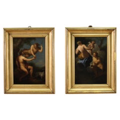 Pair of 18th Century Oil on Canvas French Antique Mythological Paintings, 1750s