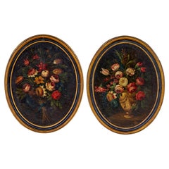 Antique Pair of 18th century oil paintings by Gasparo Lopez still life