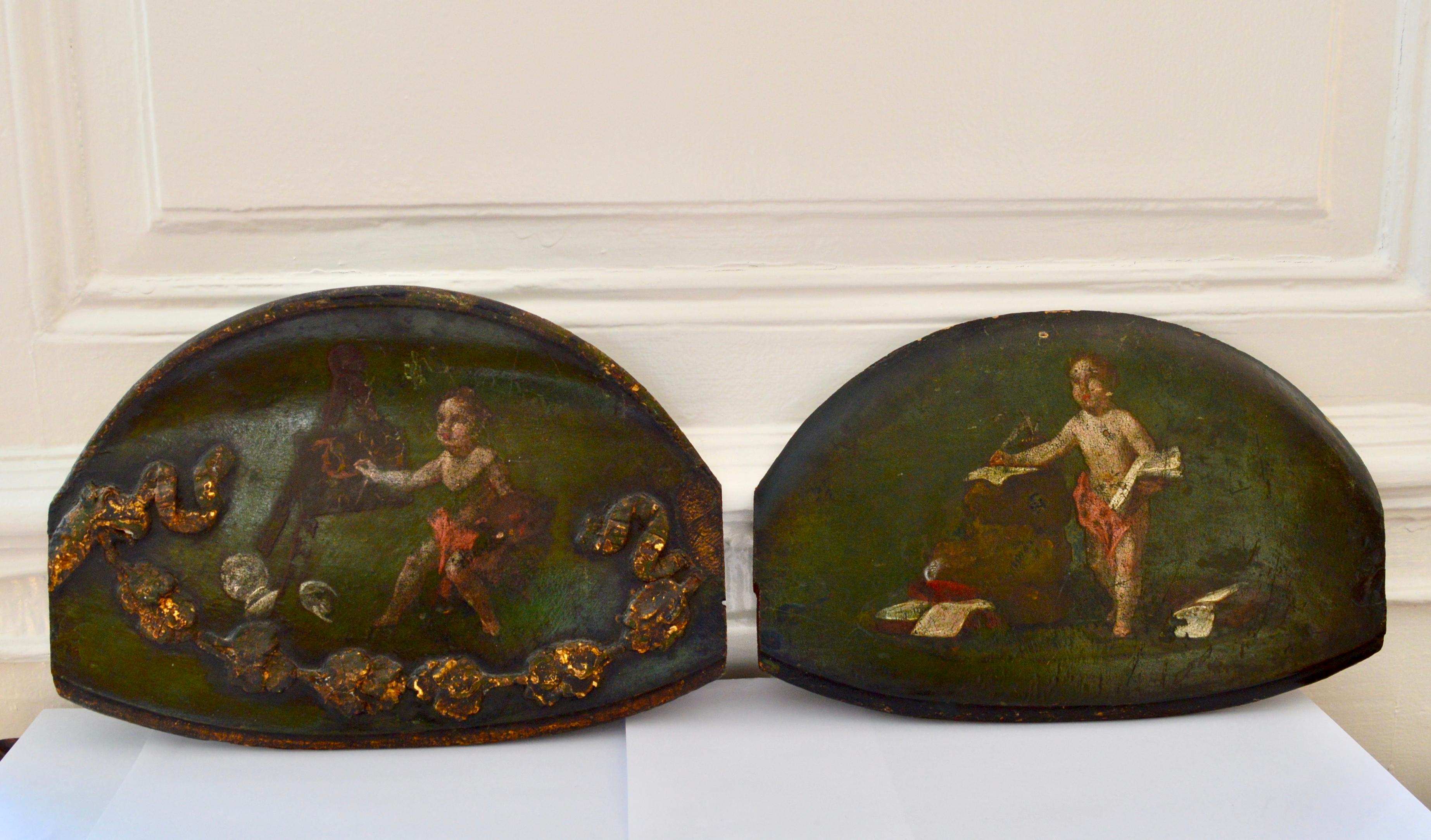 Two 18th Century Architectural Fragment Panels With Putties For Sale 4