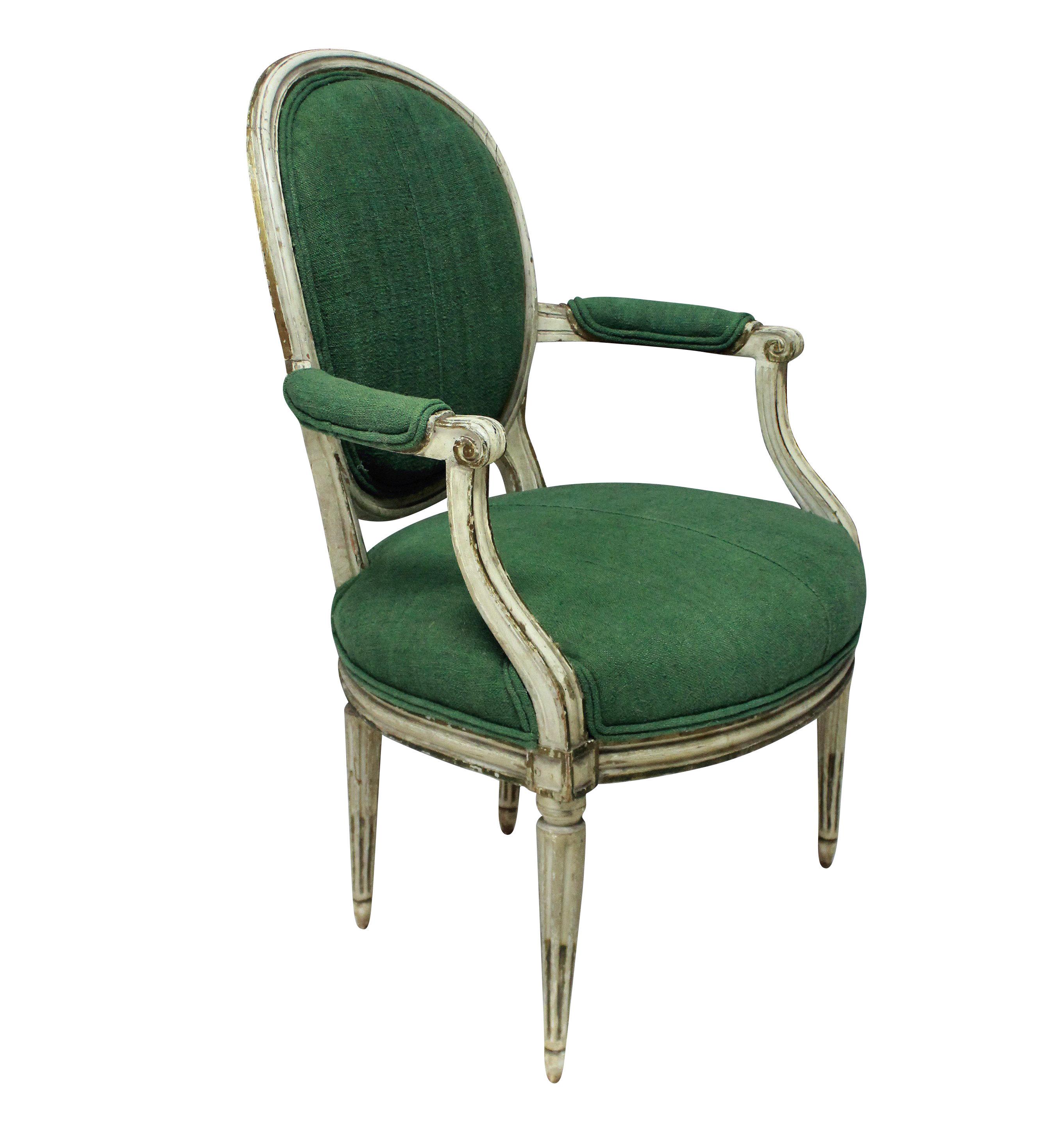 Paar bemalte Sessel aus dem 18. (Spätes 18. Jahrhundert) im Angebot