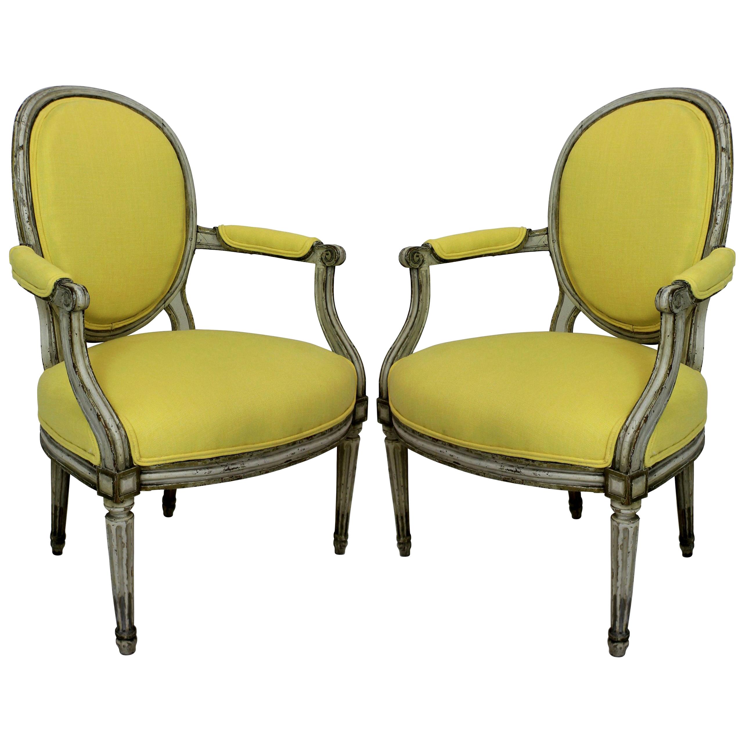 Pair of 18th Century Painted Armchairs