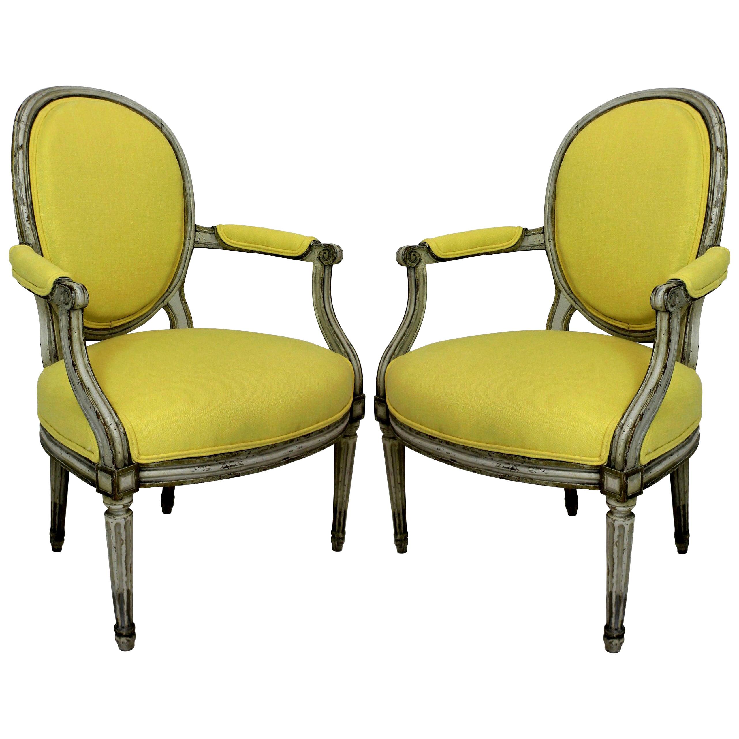 Pair of 18th Century Painted Armchairs