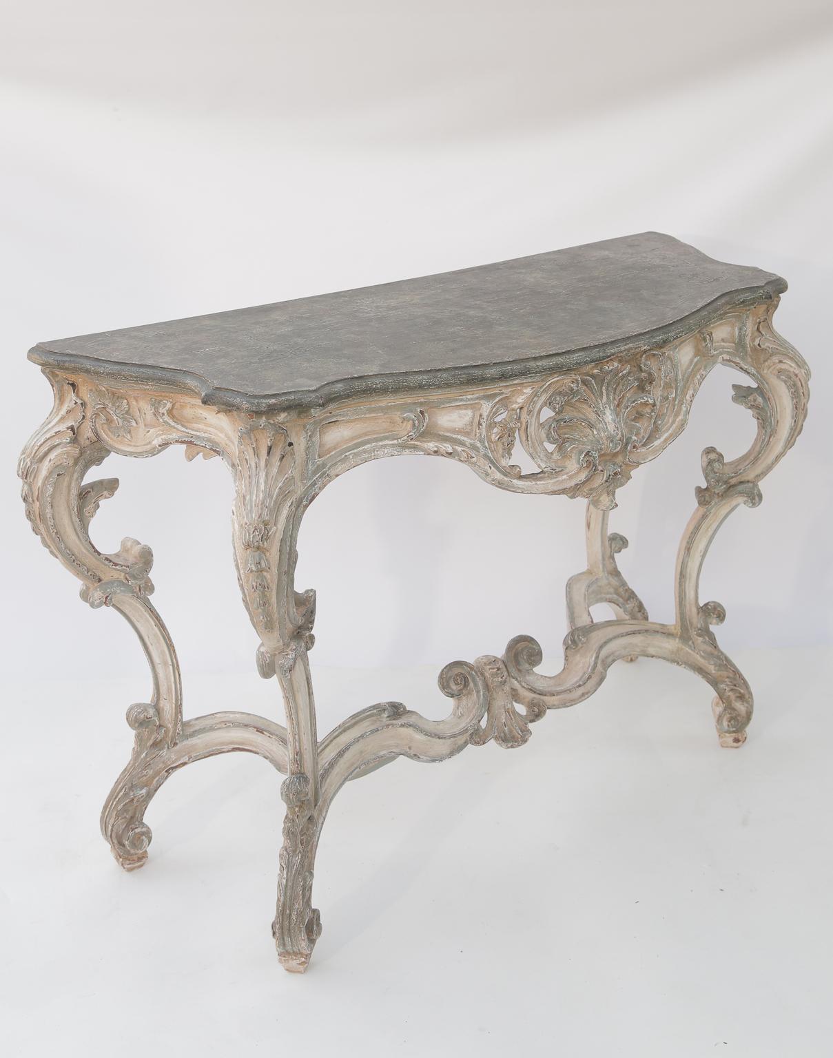 Pair of 18th/19th Century Painted Rococo Consoles 5