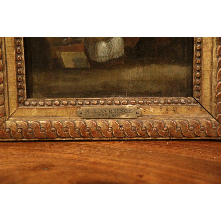 Carved Pair of 18th Century Paintings on Board in Gilt Frames Signed N. Lavreince For Sale
