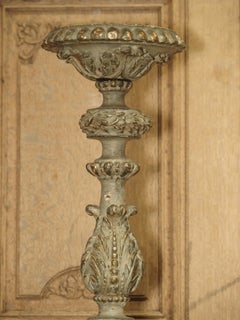 Pair of 18th Century Parcel Paint and Gilt Candlesticks from France