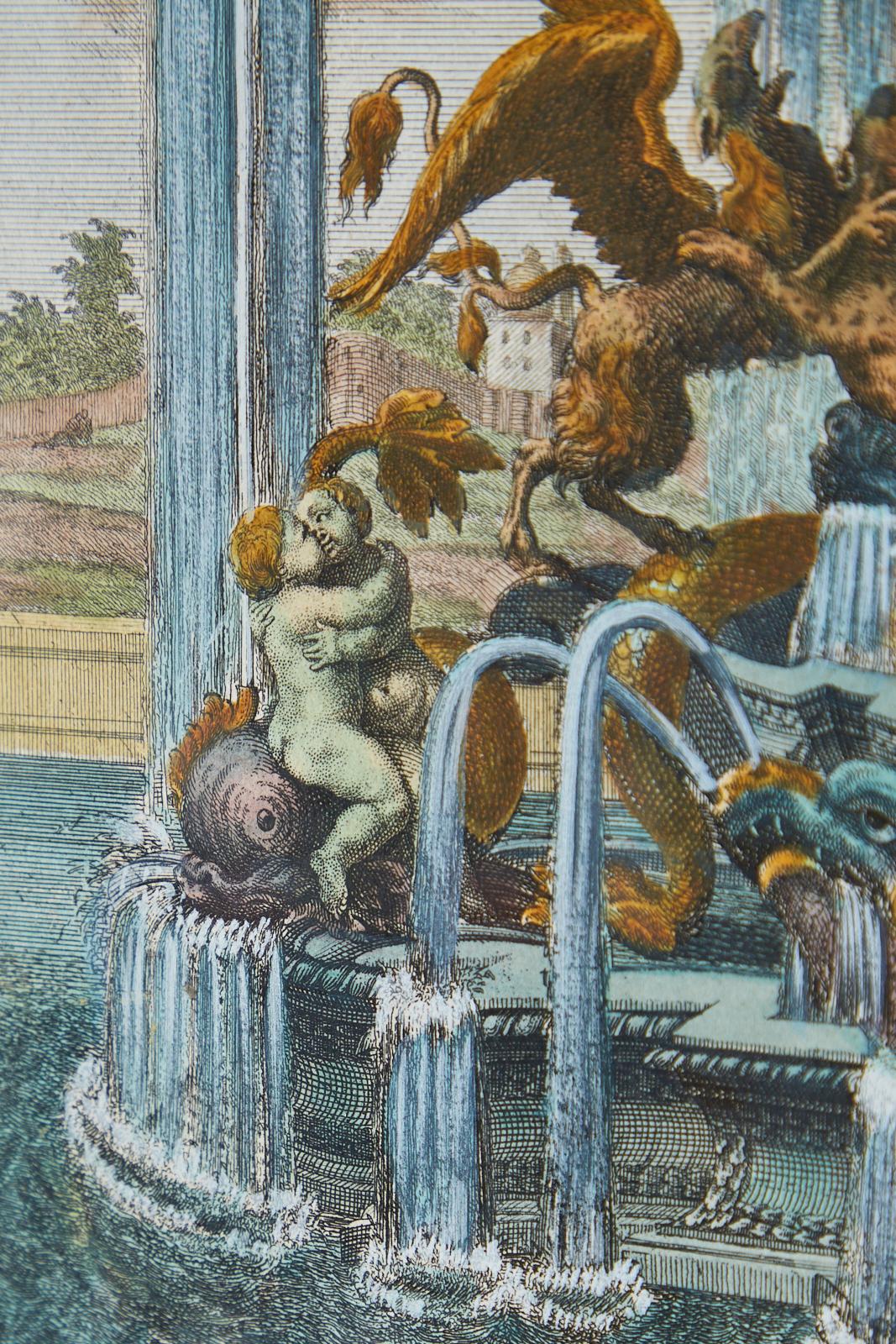 Pair of 18th Century Paul Decker Fountain Scenes Etchings For Sale 4