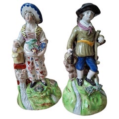 Pair of 18th century Pearlware Porcelain Figures  Georgian Style