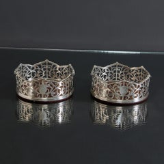 Pair of 18th Century Pierced Silver Wine Coasters